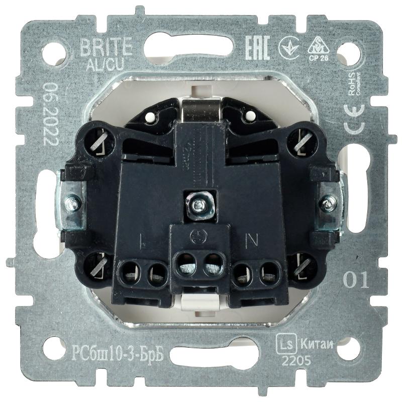 BRITE Розетка с заземлением со шторками с крышкой 16А IP20 РСбш10-3-БрБбелый  | BR-R16-16-K01 | IEK — миниатюра 4