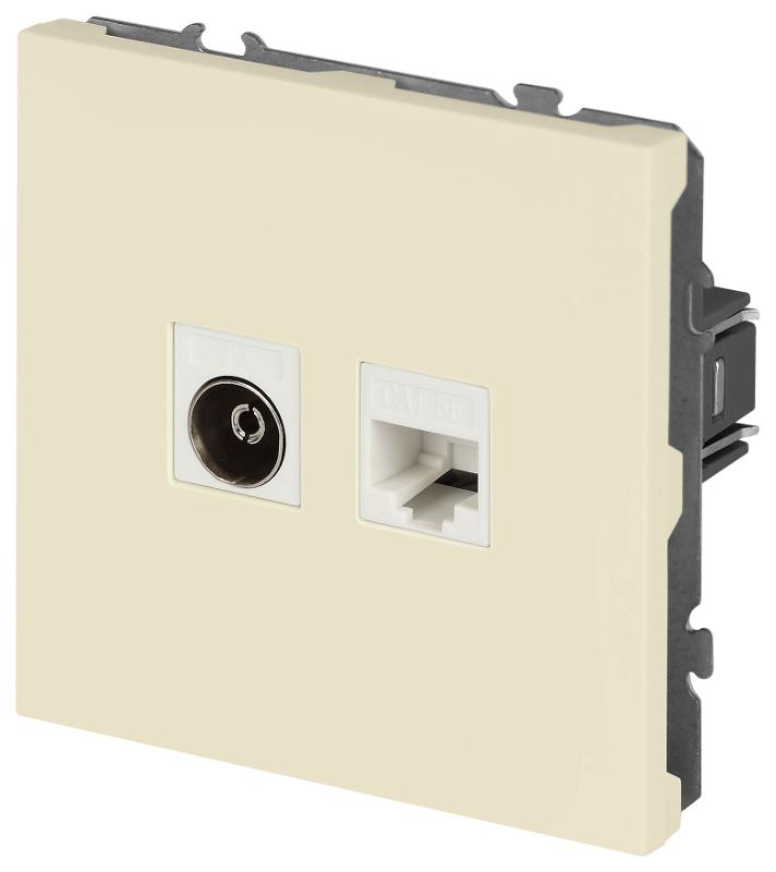 Розетка Galaxy 15-3110-02 комбинированная RJ45+TV IP20 слоновая кость | Б0070778 | ЭРА — миниатюра 2