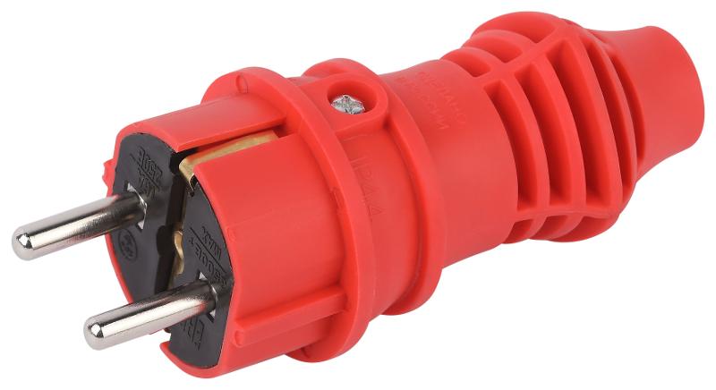 Вилка ЭРА VX13-R-IP44 каучуковая c заземлением 16А IP44 прямая красная | Б0069322 | ЭРА — ЭРА (Энергия света)