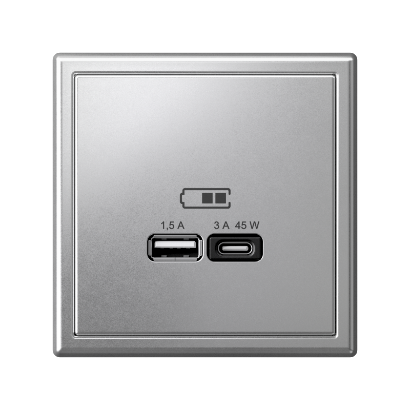 ArtGallery Алюминий Розетка USB A + тип-C 45Вт высокоскор.заряд. QC, PD, механизм | GAL000329 | SE — миниатюра 5