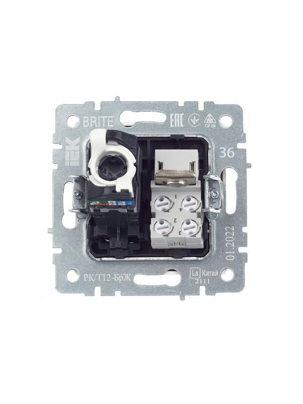 BRITE Розетка двойная RJ11+RJ45 кат.5E РК/Т12-БрЖ жемчужный  | BR-KT20-O-1-K36 | IEK — миниатюра 11