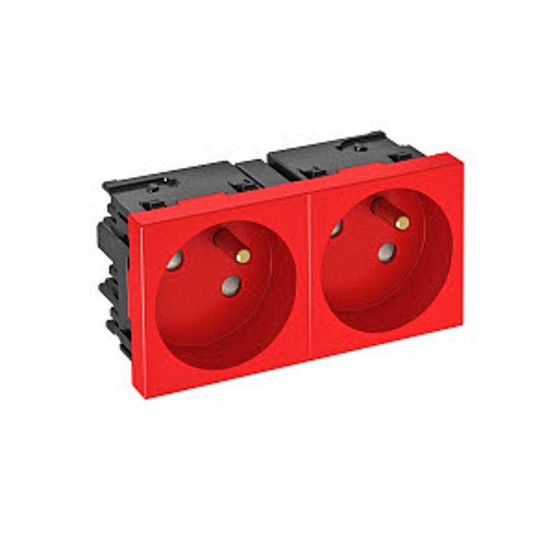 Розетка двойная 33° Modul45connect, франц. стандарт, 250 В, 16A (красный) (STD-F3C SRO2) | 6120678 | OBO Bettermann — миниатюра 2