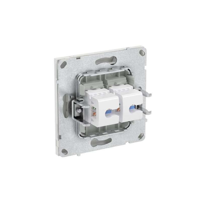 Компьютерная розетка RJ-45 без шторки, кат.6А двойная, KANT, белый песок | 7010674 | DKC — миниатюра 5
