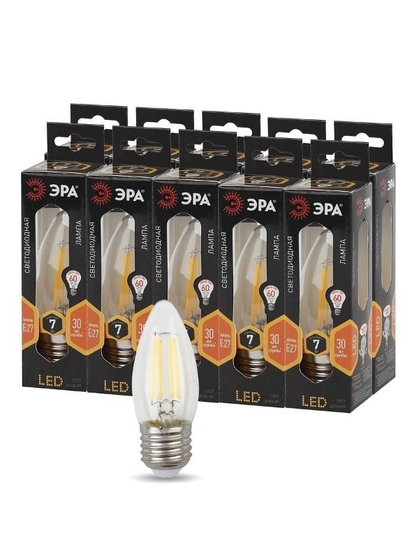 Лампа светодиодная F-LED B35-7W-827-E27 Лампы СВЕТОДИОДНЫЕ F-LED ЭРА (филамент, свеча, 7Вт, тепл, E27) | Б0027950 | ЭРА — миниатюра 4