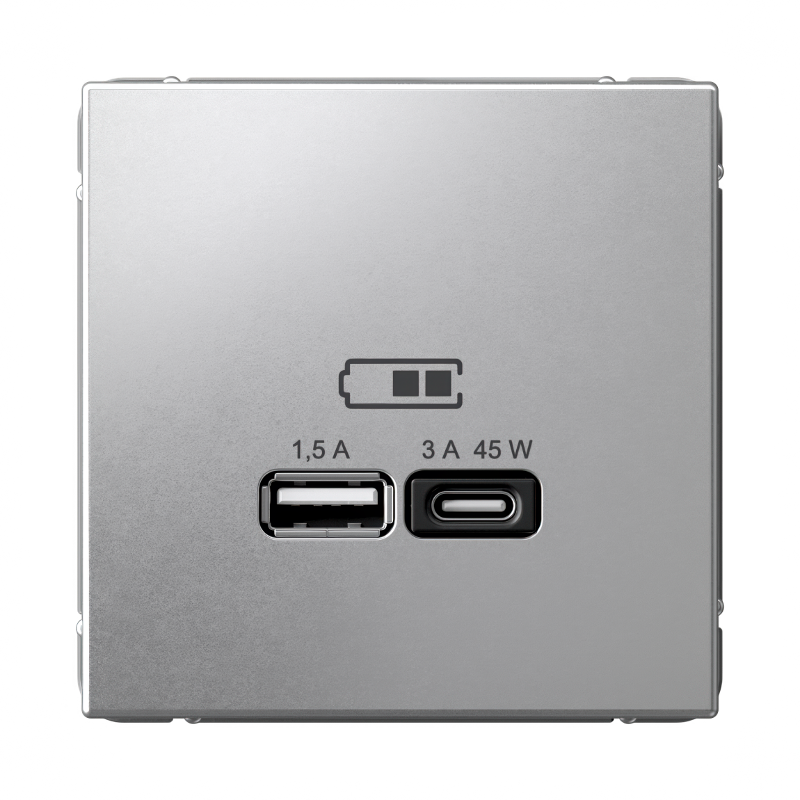 ArtGallery Алюминий Розетка USB A + тип-C 45Вт высокоскор.заряд. QC, PD, механизм | GAL000329 | SE — Systeme Electric