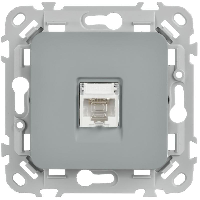 FLITE Розетка компьютерная RJ45 кат.5Е UTP РК5е-1-0-ФлС серый | FI-K12-1-K03 | IEK — миниатюра 2