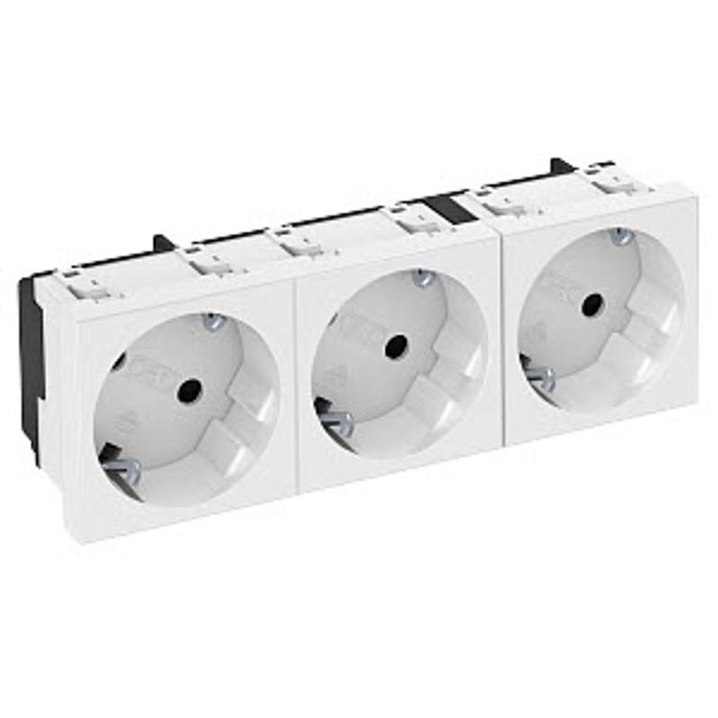 Розетка 3х2К+3 под углом 33° шторки 16А 250В (45х135 мм - 3 модуля Modul45) белая | 6120123 | OBO Bettermann — OBO Bettermann