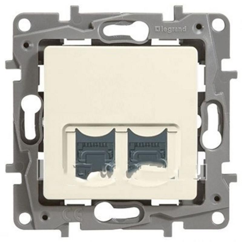 Etika Слоновая кость Розетка компьютерная 2-ая RJ45, категория 6 UTP — миниатюра 2