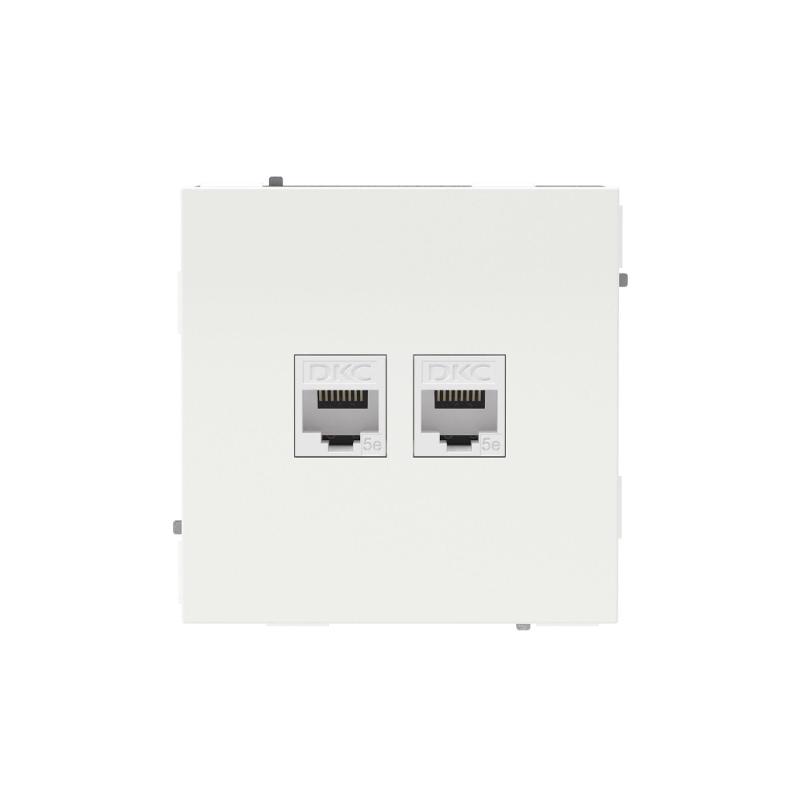 Компьютерная розетка RJ-45 без шторки, кат.5е двойная, KANT, белая магнолия | 7000664 | DKC — миниатюра 1