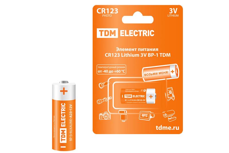 Элемент питания CR123 Lithium 3V BP-1 | SQ1702-0036 | TDM — TDM ELECTRIC
