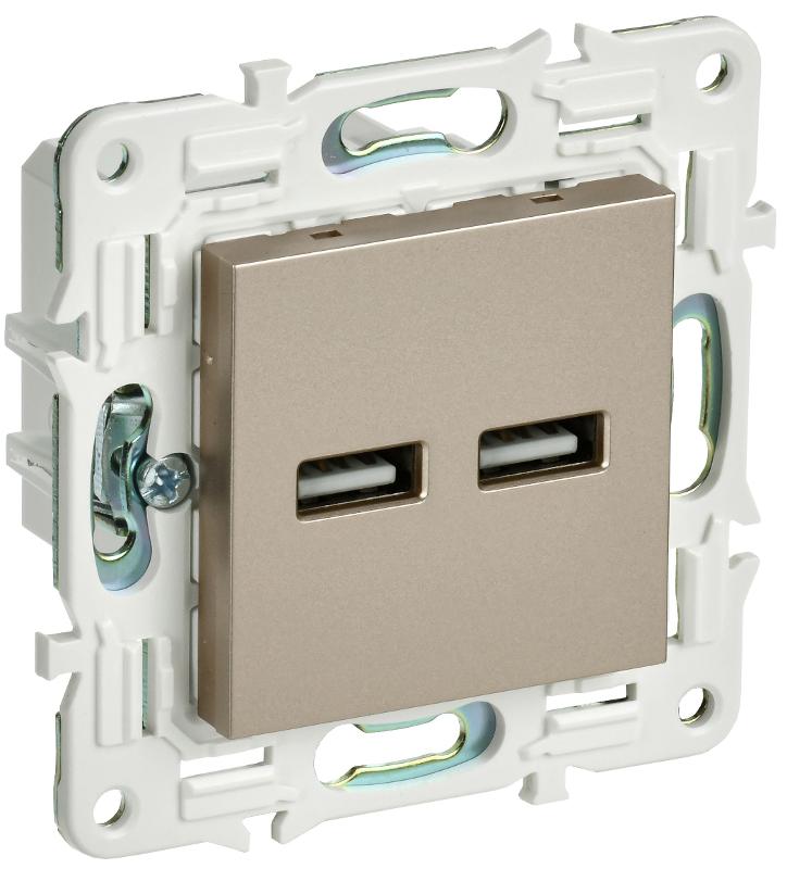 SKANDY Розетка USB A+A 3,1А SK-R15Sh шампань | SK-U21-D31-K37 | IEK — IEK (ИЭК)