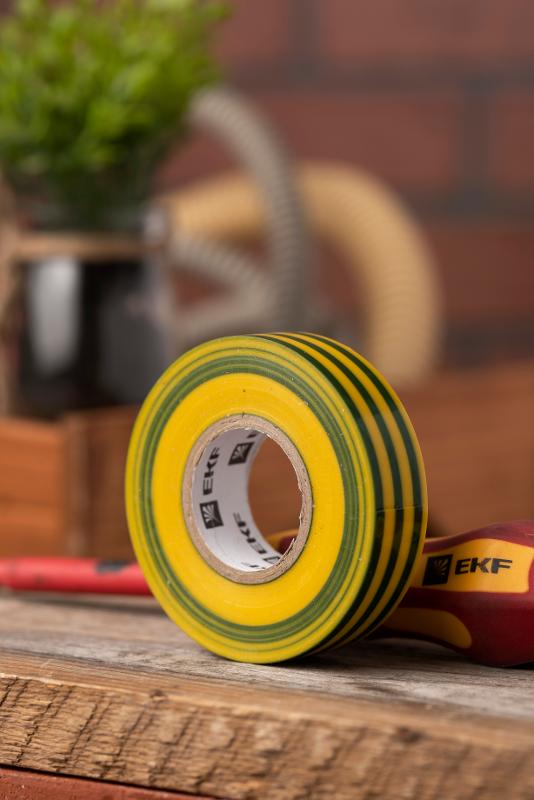 Изолента ПВХ желто-зеленая 19мм 20м серии SafeFlex | plc-iz-sf-yg | EKF — миниатюра 3