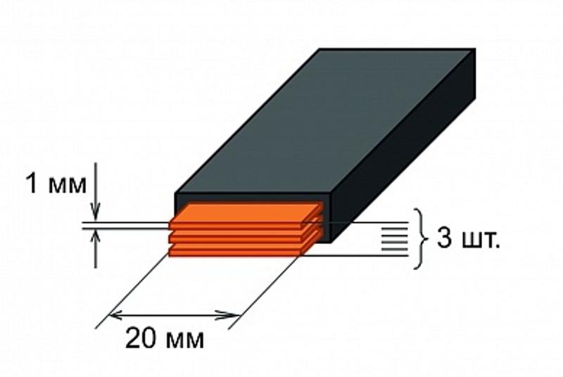 Шина медная гибкая изолированная ШМГ 3х(20x1мм) 2м.  | SQ0828-0003 | TDM — TDM ELECTRIC