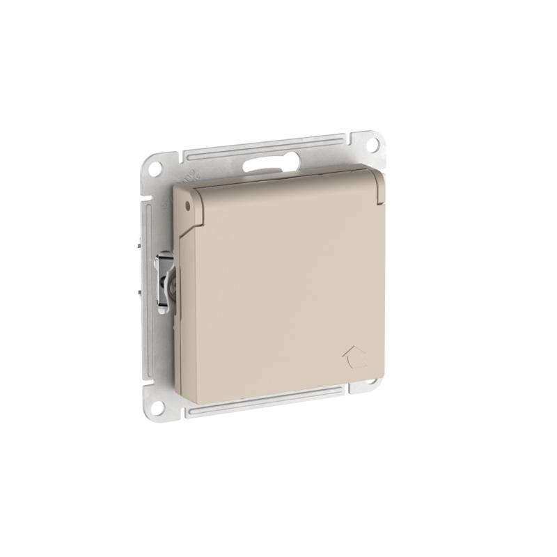 AtlasDesign Песочный Розетка с заземлением со шторками с крышкой, 16А,IP20,механизм, быстрозажимные клеммы | ATN001246S | SE — миниатюра 2