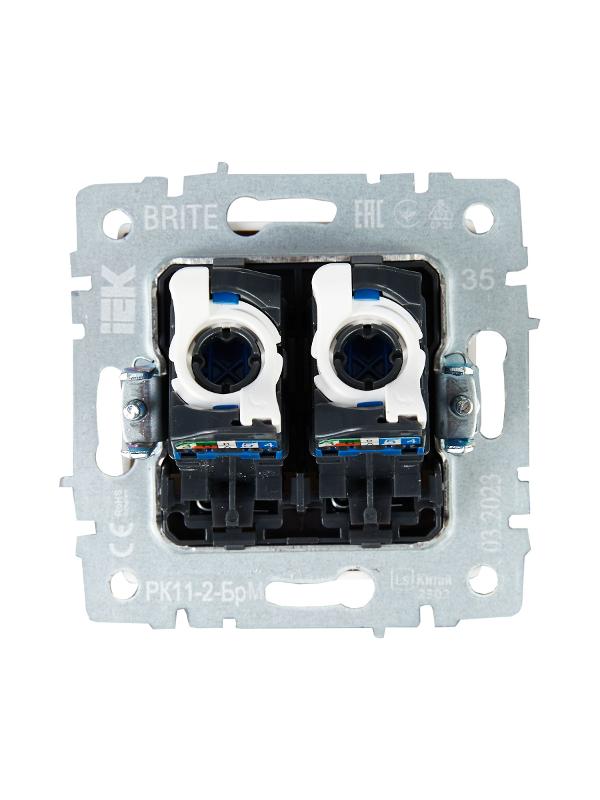 BRITE Розетка компьютерная 2-ая RJ45 кат.6 РК11-2-БрМ маренго | BR-K20-2-K35 | IEK — миниатюра 4