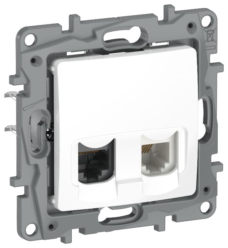 Etika Белый Розетка двойная RJ11+RJ45 кат.5E UTP  | 6722521 | IEK — IEK (ИЭК)