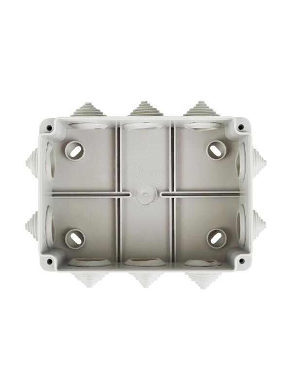 Коробка распределительная КМ41241 для о/п 150х110х70 мм IP44 (RAL7035, 10 гермовводов) | UKO10-150-110-070-K41-44 | IEK — миниатюра 3