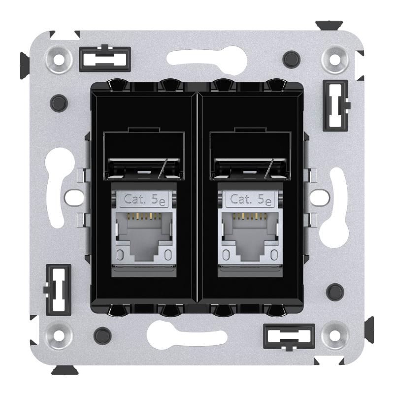 Розетка RJ-45 в стену, 5e двойная экранированная, Avanti, "Черный квадрат" | 4402364 | DKC — миниатюра 2