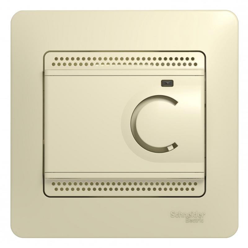 Glossa Бежевый Термостат электрон.теплого пола с датчиком,от+5до+50°C,16A,в сборе |GSL000235| SE — Systeme Electric