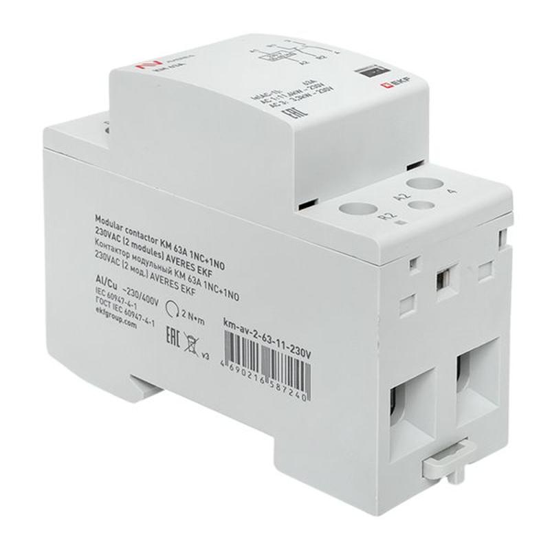 Контактор модульный КМ 63А 1NC+1NO 230VAC (2 мод.) AVERES | km-av-2-63-11-230V | EKF — миниатюра 9