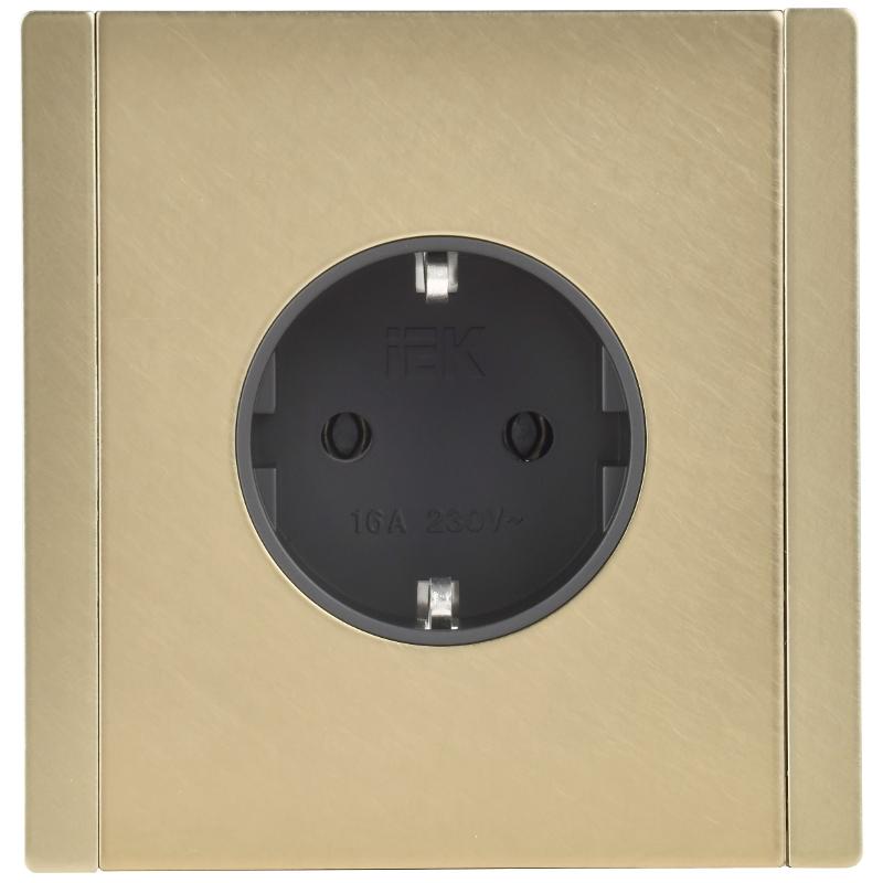 FORTE&PIANO Розетка с заземлением в/к 16А FP616M металл шампань  | FP-R11-16-M-K37 | IEK — миниатюра 2