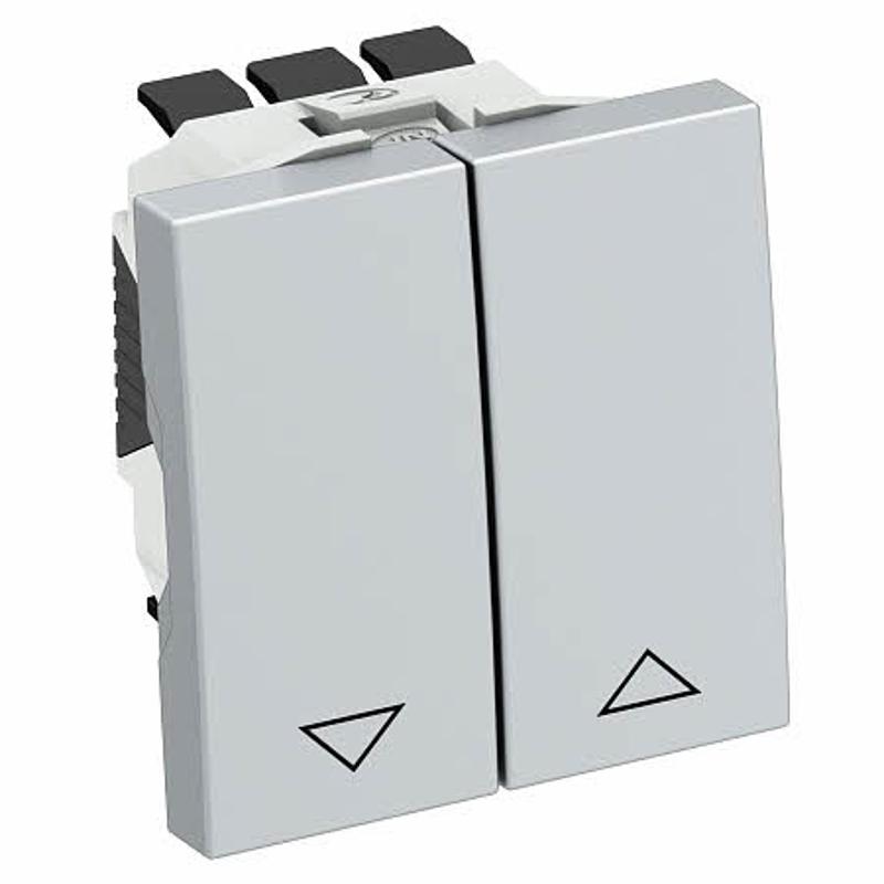 Выключатель для рольставней 2-клавишный 1-полюс 10A 250В, 1 модуль Modul45, 45х45мм алюминиевый лак | 6120954 | OBO Bettermann — миниатюра 2
