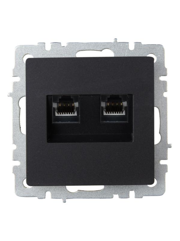 BRITE Розетка компьютерная 2-ая RJ45 кат.6 РК11-2-БрЧ черный | BR-K20-2-K02 | IEK — миниатюра 2