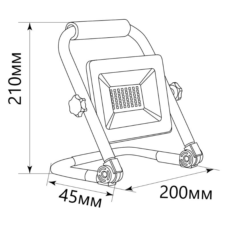 Прожектор светодиодный LL-512 прожектор светодиодный переносной 30W, 6400K, 36*SMD2835, 2400Lm, IP65 | 29746 | FERON — миниатюра 5