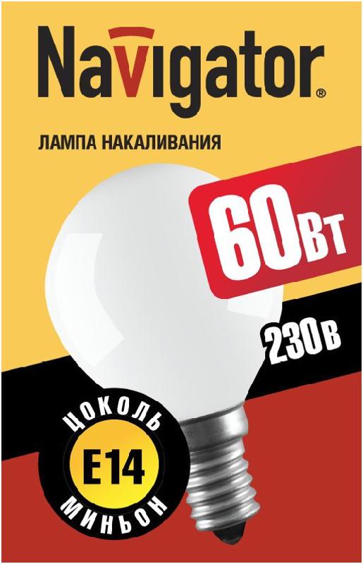 Лампа накаливания ЛОН 60Вт Е14 230В NI-C-60-230-E14-FR | 94317 | Navigator — миниатюра 2