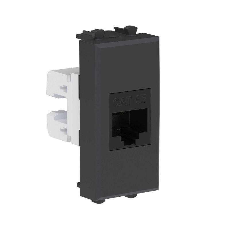 Компьютерная розетка RJ-45 без шторки модульная, кат.5е, "Avanti", "Черный матовый", 1 модуль | 4412661 | DKC — миниатюра 2