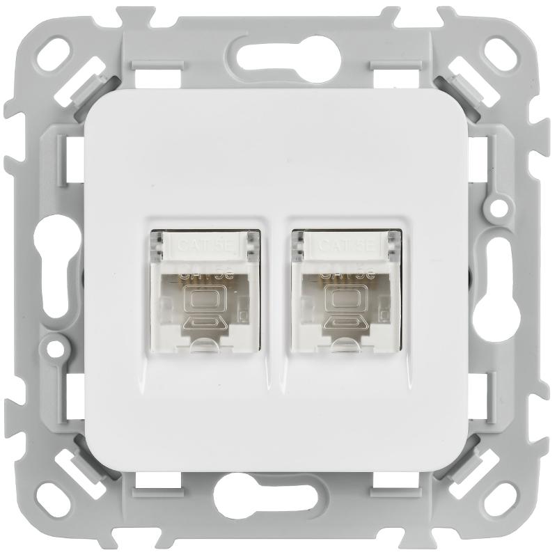 FLITE Розетка 2-ая компьютерная RJ45 кат.5Е UTP РК5е-2-0-ФлБ белый | FI-K22-1-K01 | IEK — миниатюра 2