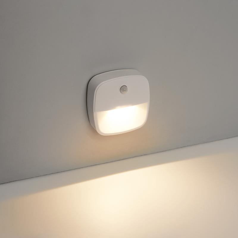 Светильник-подсветка с датчиком движения 3LED 0,5W (3хААА в комплект не входят) 3м , IP20, 75*75*27mm, квадрат, белый, FN1220 | 41881 | FERON — миниатюра 3
