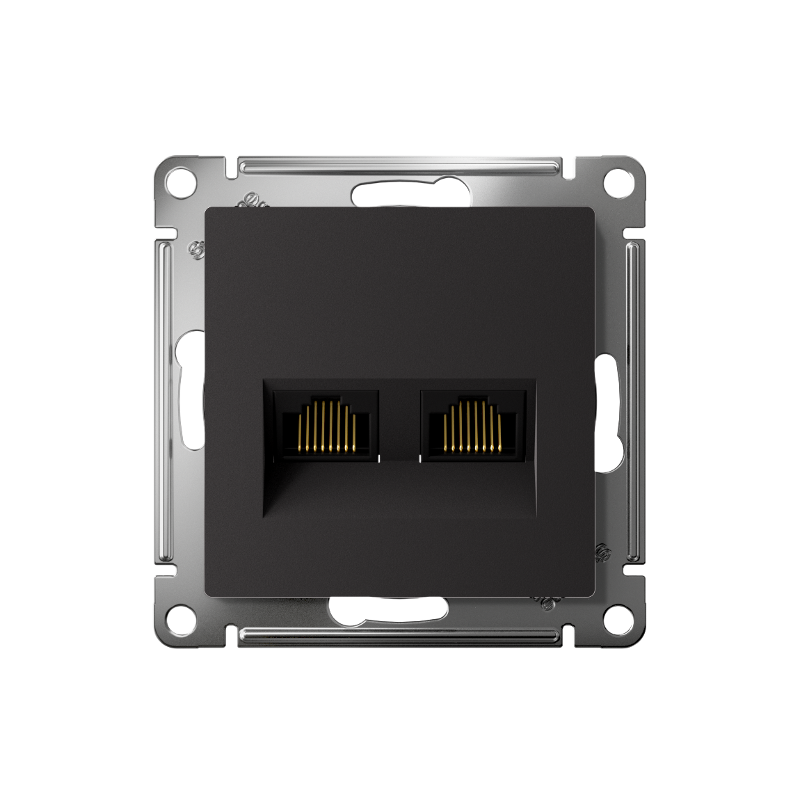 AtlasDesign Карбон Розетка 2-ая компьютерная RJ45+RJ45, кат.5E, механизм | ATN001085 | SE — миниатюра 2