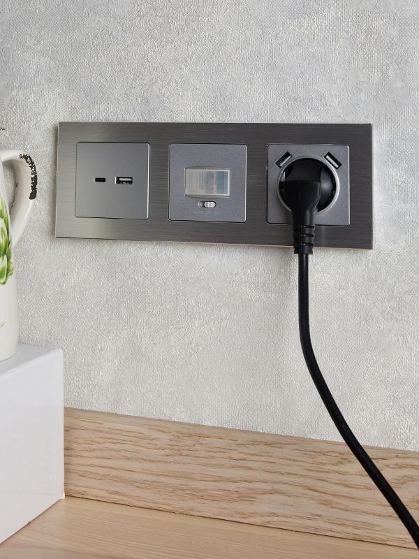 BRITE Розетка USB A+C 18Вт РЮ11-1-БрА алюминий | BR-U22-018-K47 | IEK — миниатюра 8
