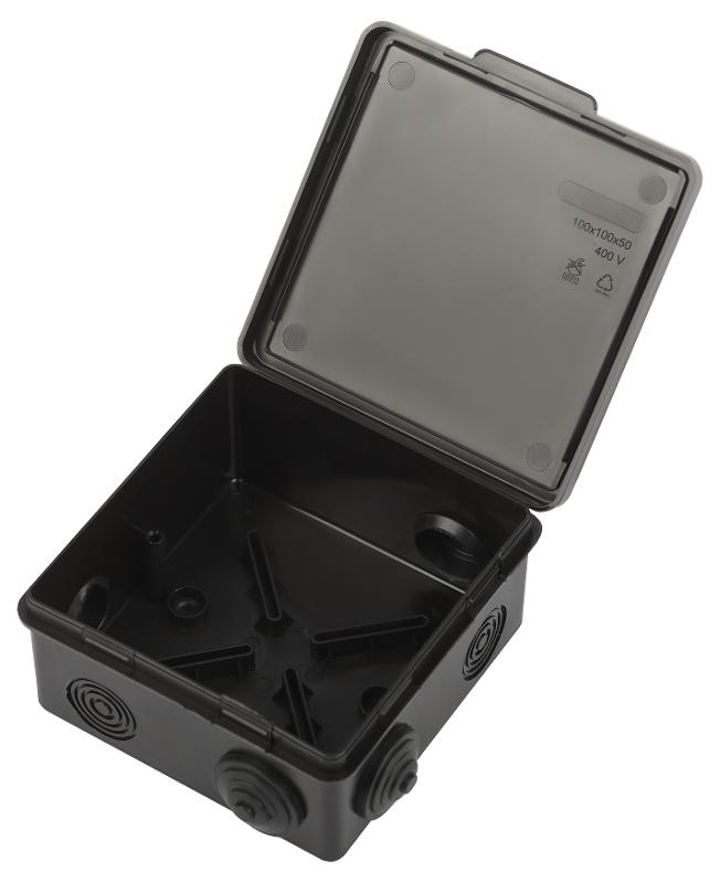 Распаячная коробка  KOR-100-100-50-8g-B открытой установки КОР 100х100х50мм черная с гермовводами 8 входов IP54 KOR-100-100-50-8g-B | Б0061777 | ЭРА — миниатюра 3
