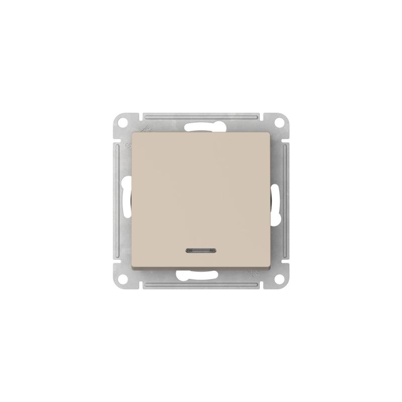 AtlasDesign Песочный Переключатель 1-клавишный с подсветкой, сх.6а, 10АХ, механизм, быстрозажимные клеммы | ATN001263S | SE — миниатюра 2