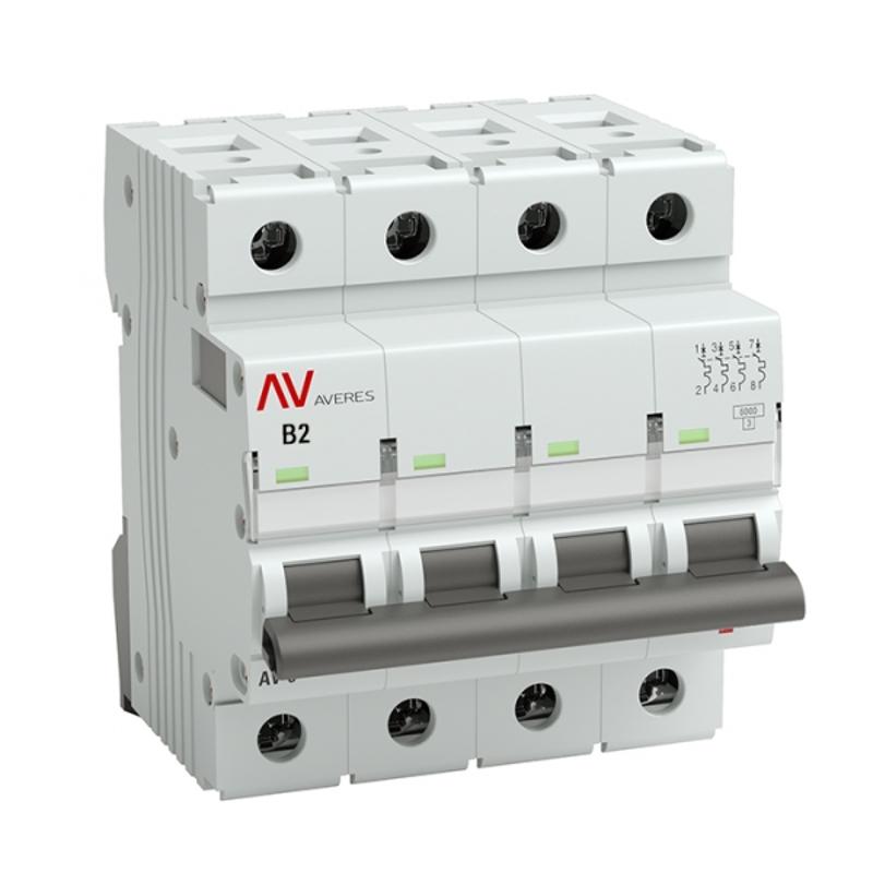 Выключатель автоматический четырехполюсный AV-10 2А B 10кА AVERES | mcb10-4-02B-av | EKF — EKF