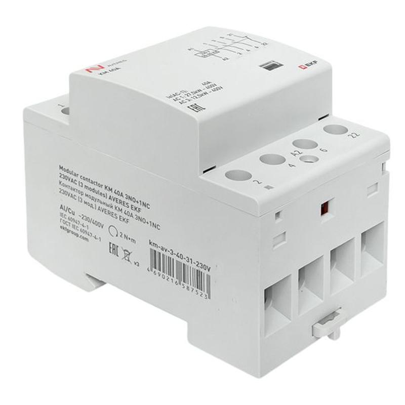 Контактор модульный КМ 40А 3NO+1NC 230VAC (3 мод.) AVERES km-av-3-40-31-230V EKF — миниатюра 9