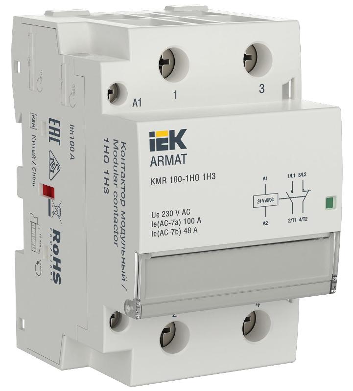 ARMAT Контактор модульный KMR 100А 24В AC/DC 1НО 1НЗ | AR-KMR20-100-11-024 | IEK — фото 1 | Sento