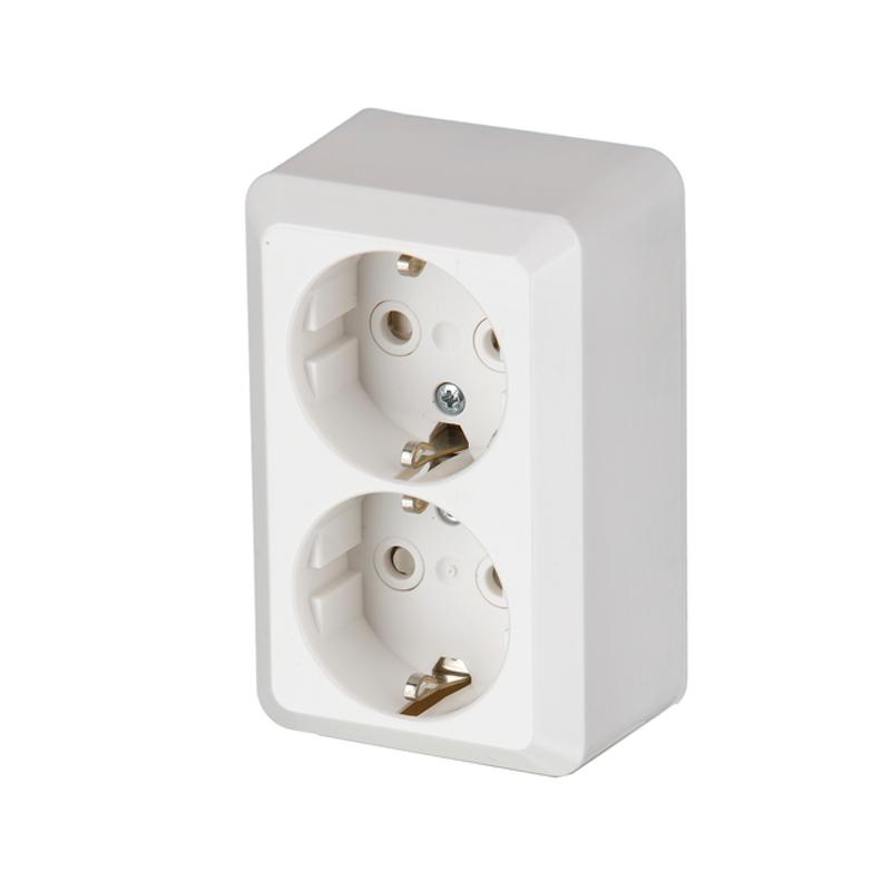 Розетка DoubleSCHUKO с заземлением, 16А / 250В, зажимные клеммы, наружный монтаж, серия Jussi, белый | 402EA  | 2TKA000994G1 | ABB — ABB