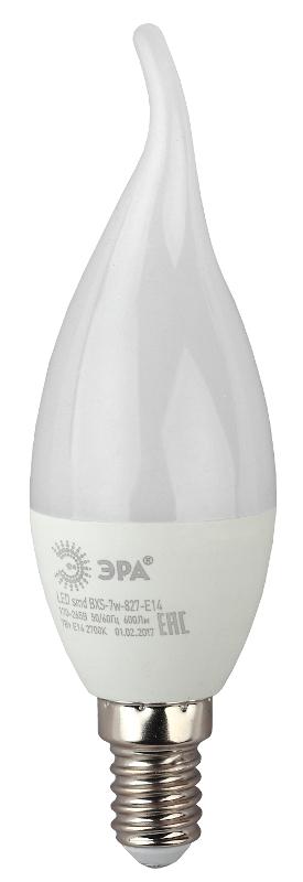 Лампа светодиодная LED BXS-7W-827-E14 Лампы СВЕТОДИОДНЫЕ СТАНДАРТ ЭРА (диод, свеча на ветру, 7Вт, тепл, E14) | Б0028482 | ЭРА — миниатюра 3