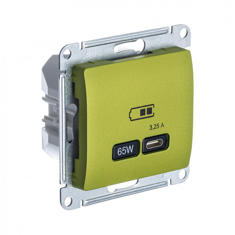 Glossa Фисташковый USB Розетка тип-C 65W высокоскор.заряд. QC PD | GSL001027 | SE — Systeme Electric