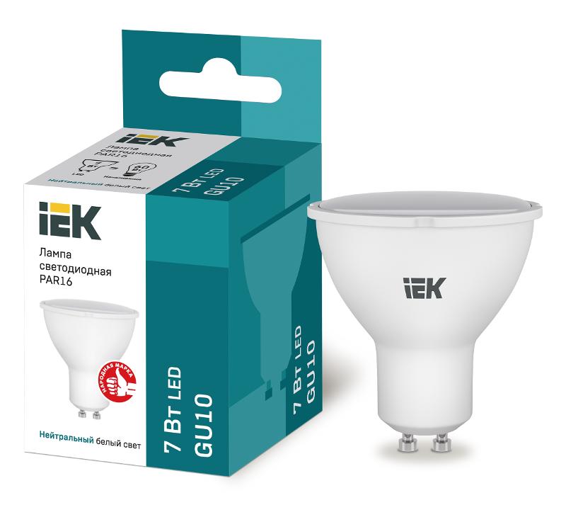 Лампа светодиодная LED 7Вт GU10 220В 4000К PAR16 софит | LLE-PAR16-7-230-40-GU10 | IEK — IEK (ИЭК)