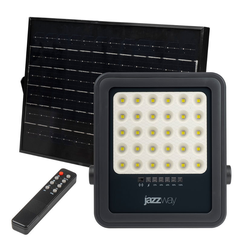 Прожектор светодиодный PFL SOLAR 02 100 6500K GR IP65  на солнечной батарее  | .5058477 | Jazzway — фото 1 | Sento