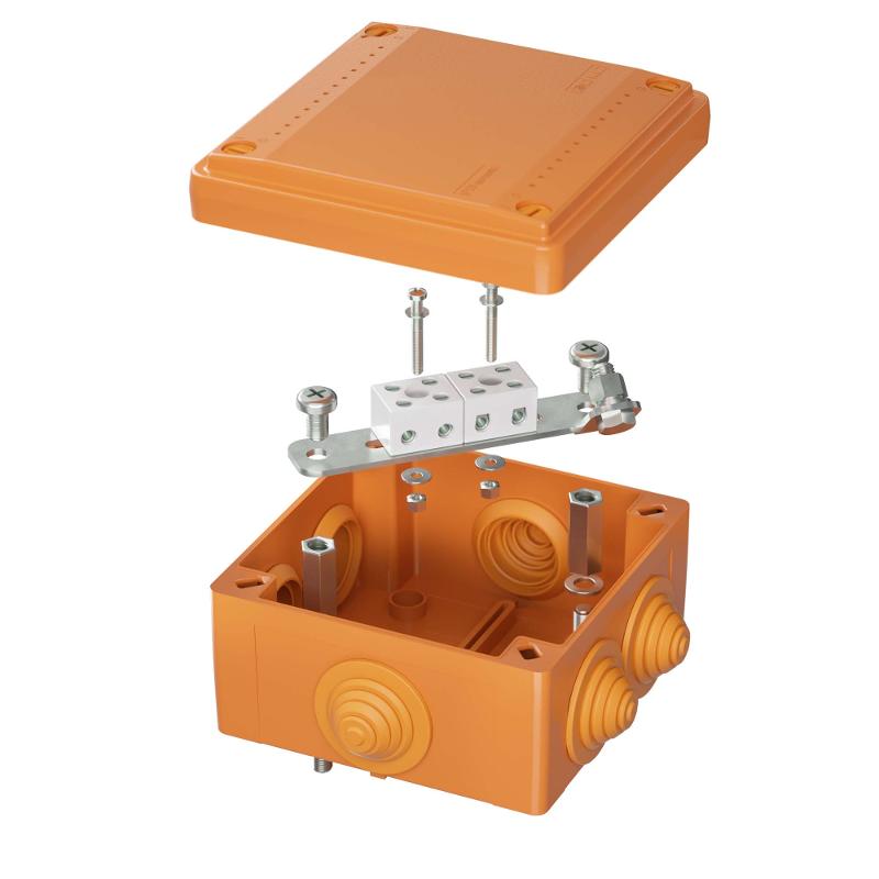 Коробка распределительная пластиковая FS огн., IP55,100х100х50мм, 4р, 450V,6A, 4мм.кв с кабельными вводами и клеммниками | FSB11404 | DKC — DKC (ДКС)
