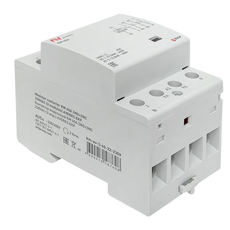 Контактор модульный КМ 40А 2NO+2NC 230VAC (3 мод.) AVERES | km-av-3-40-22-230V | EKF — миниатюра 9