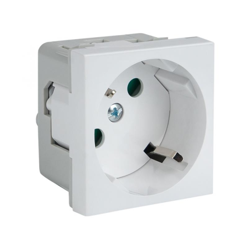 Розетка 45х45 PRO, с заземлением, белая , 45 град | E6MR16-028-10-45 | EKF — EKF