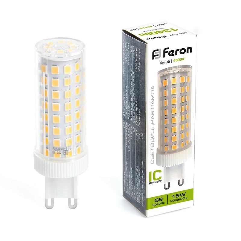 Лампа светодиодная, (15W) 230V G9 4000K JCD, LB-437 | 38213 | FERON — Feron