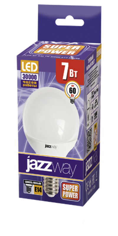 Лампа светодиодная LED 7Вт E14 220В 3000К PLED- SP G45 шар | 1027856-2 | Jazzway — миниатюра 2