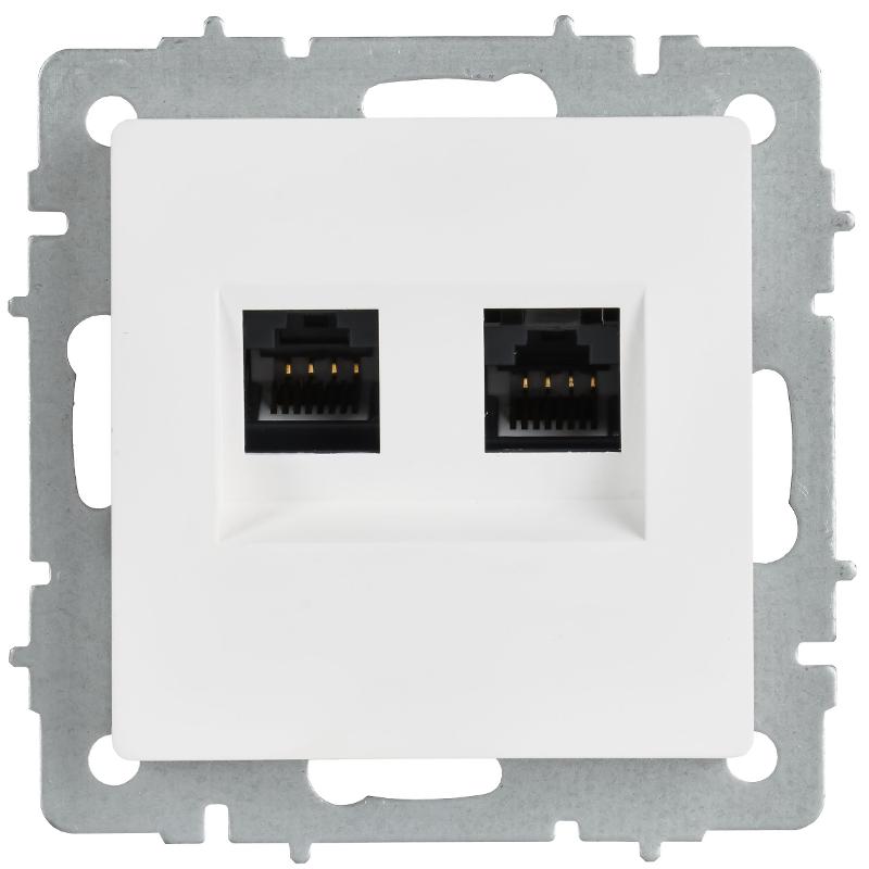 BRITE Розетка компьютерная двойная кат.5E RJ45 РК10-2-БрАБ арктический белый  | BR-K20-1-K91 | IEK — миниатюра 2